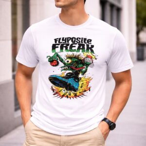 Flyposite Freak Cartoon Graphic White T-Shirt (Streetwear Edition)