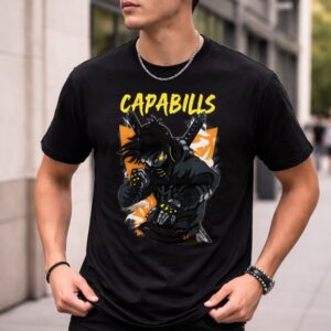 Capabills Ninja Warrior Graphic Black T-Shirt (Anime Street Style)