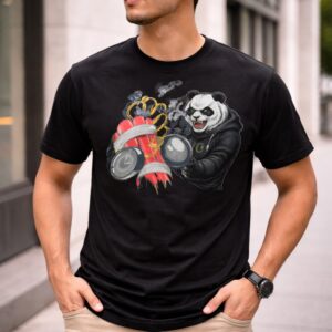 Panda Explosion Graphic Black Cotton T-Shirt