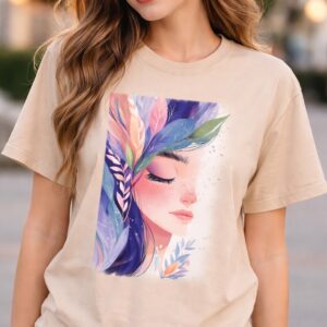 Premium Cotton DTF Printed Graphic T-Shirt for Women (Camel)